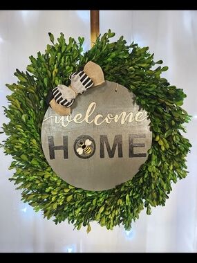 Hand Made Welcome Home 12" Sign and Decorative Bow